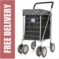 Marketeer 6 Wheel De-Luxe Windsor Stroller Swivel Shopping Trolley Black/Grey